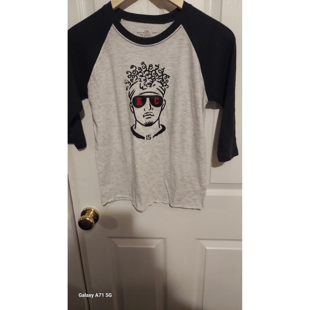 Large Youth Baseball‎ Shirt Kansas City Chiefs Patrick Mahomes White/black Shirt